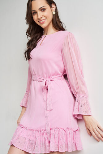 Pink Solid Straight Dress, Pink, image 1